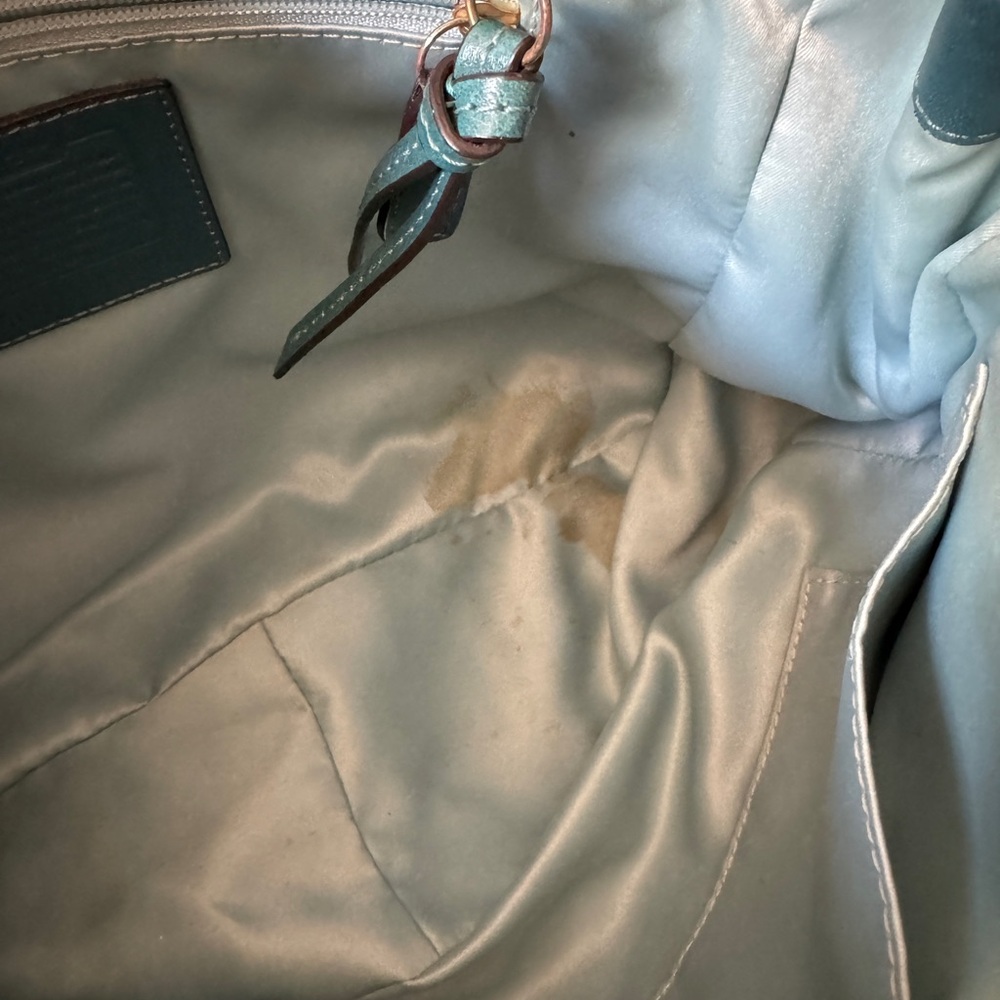 Vintage Coach Teal Pleated Hamptons Leather Shoulder/Carryall Bag - Picture 9 of 9